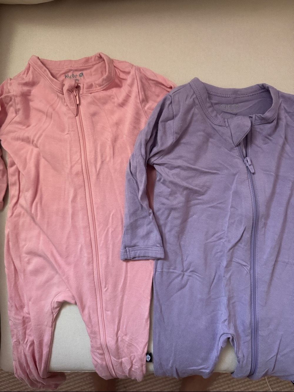 Kyte Baby Pink and Purple Baby Zippered Footies 3-6
